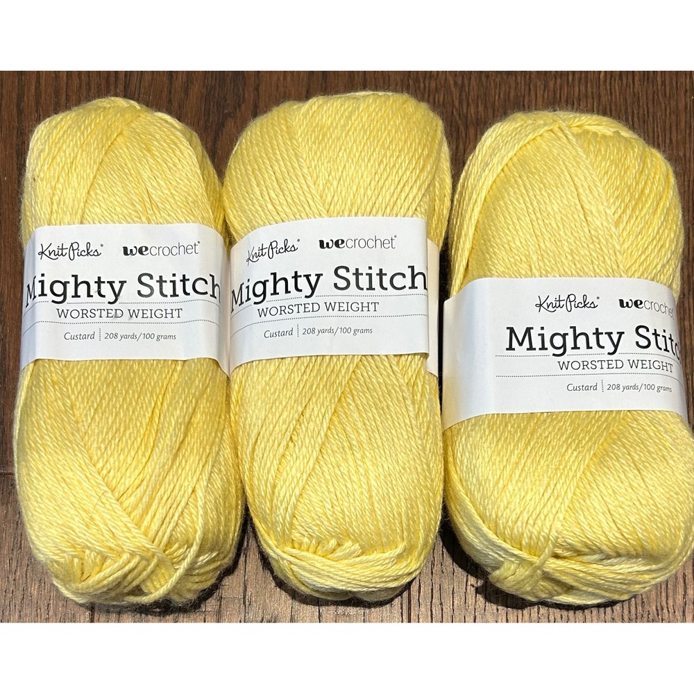 Knit Picks WeCrochet Mighty Stitch Worsted Yarn Custard Yellow 3 Skeins Lot 2203